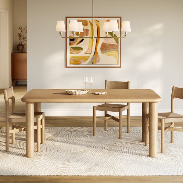 Modway Furniture Alvia Solid Oak Rectangular Dining Table Seats 8 Modern Farmhouse Kitchen Brown EEI-7548-WOA