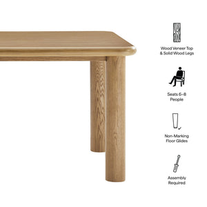 Modway Furniture Alvia Solid Oak Rectangular Dining Table Seats 8 Modern Farmhouse Kitchen Brown EEI-7548-WOA