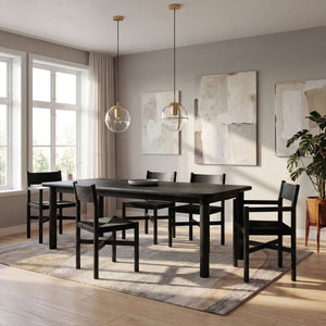 Modway Furniture Alvia Extendable Solid Oak Dining Table Seats up to Ten Modern Scandinavian Style Black EEI-7549-BLK