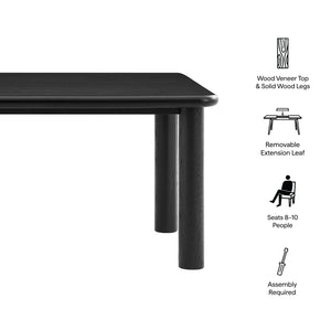 Modway Furniture Alvia Extendable Solid Oak Dining Table Seats up to Ten Modern Scandinavian Style Black EEI-7549-BLK