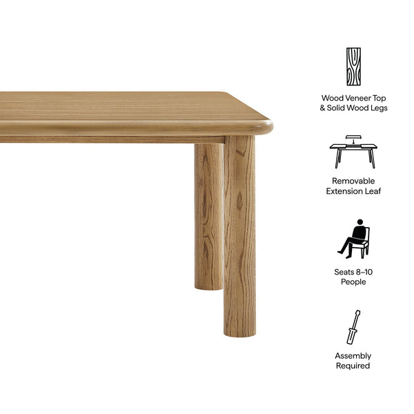 Modway Furniture Alvia Extendable Solid Oak Dining Table Seats up to Ten Modern Scandinavian Style Brown EEI-7549-WOA