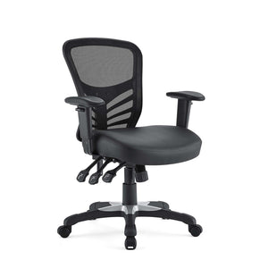 Modway Furniture Articulate Ergonomic Vinyl Office Chair - Adjustable Comfort, Breathable Mesh, Plush Design, Black EEI-755-BLK