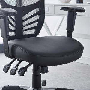 Modway Furniture Articulate Ergonomic Vinyl Office Chair - Adjustable Comfort, Breathable Mesh, Plush Design, Black EEI-755-BLK