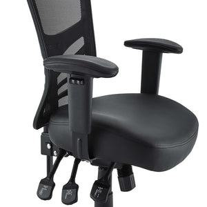 Modway Furniture Articulate Ergonomic Vinyl Office Chair - Adjustable Comfort, Breathable Mesh, Plush Design, Black EEI-755-BLK