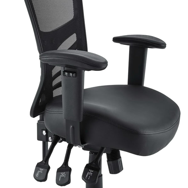 Modway Furniture Articulate Ergonomic Vinyl Office Chair - Adjustable Comfort, Breathable Mesh, Plush Design, Black EEI-755-BLK