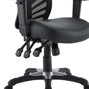 Modway Furniture Articulate Ergonomic Vinyl Office Chair - Adjustable Comfort, Breathable Mesh, Plush Design, Black EEI-755-BLK