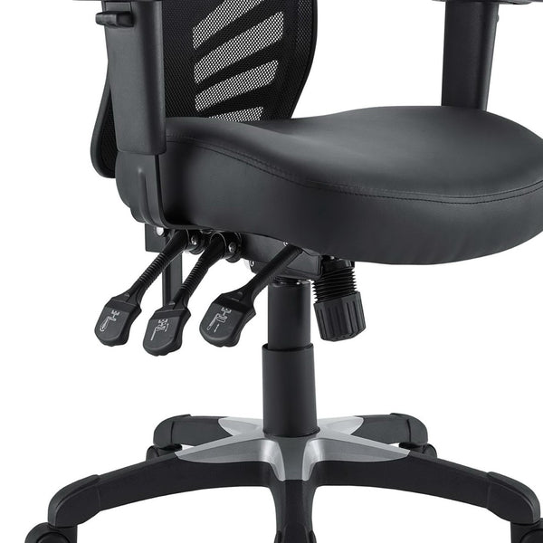 Modway Furniture Articulate Ergonomic Vinyl Office Chair - Adjustable Comfort, Breathable Mesh, Plush Design, Black EEI-755-BLK