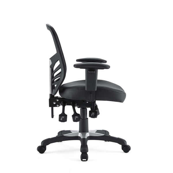 Modway Furniture Articulate Ergonomic Vinyl Office Chair - Adjustable Comfort, Breathable Mesh, Plush Design, Black EEI-755-BLK