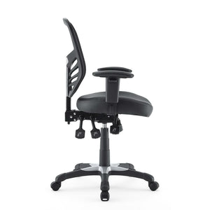 Modway Furniture Articulate Ergonomic Vinyl Office Chair - Adjustable Comfort, Breathable Mesh, Plush Design, Black EEI-755-BLK