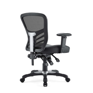 Modway Furniture Articulate Ergonomic Vinyl Office Chair - Adjustable Comfort, Breathable Mesh, Plush Design, Black EEI-755-BLK