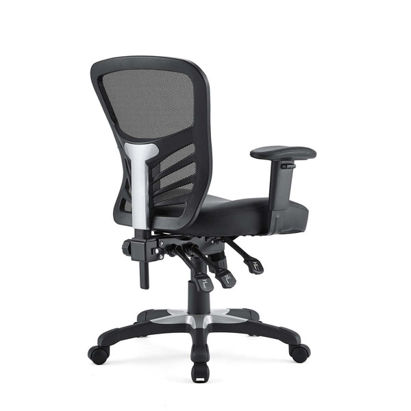 Modway Furniture Articulate Ergonomic Vinyl Office Chair - Adjustable Comfort, Breathable Mesh, Plush Design, Black EEI-755-BLK