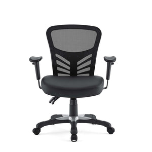 Modway Furniture Articulate Ergonomic Vinyl Office Chair - Adjustable Comfort, Breathable Mesh, Plush Design, Black EEI-755-BLK