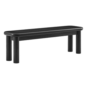 Modway Furniture Alvia Solid Oak Wood Dining Bench with High Weight Capacity for Entryway or Table Black EEI-7550-BLK
