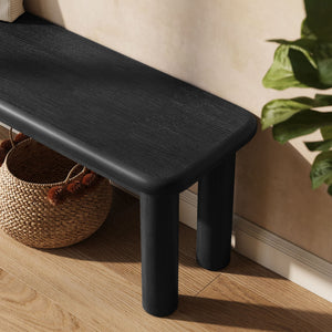 Modway Furniture Alvia Solid Oak Wood Dining Bench with High Weight Capacity for Entryway or Table Black EEI-7550-BLK