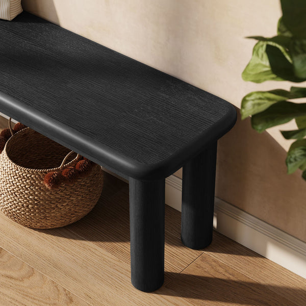 Modway Furniture Alvia Solid Oak Wood Dining Bench with High Weight Capacity for Entryway or Table Black EEI-7550-BLK