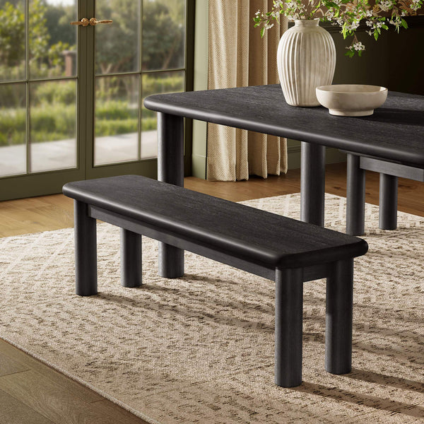 Modway Furniture Alvia Solid Oak Wood Dining Bench with High Weight Capacity for Entryway or Table Black EEI-7550-BLK