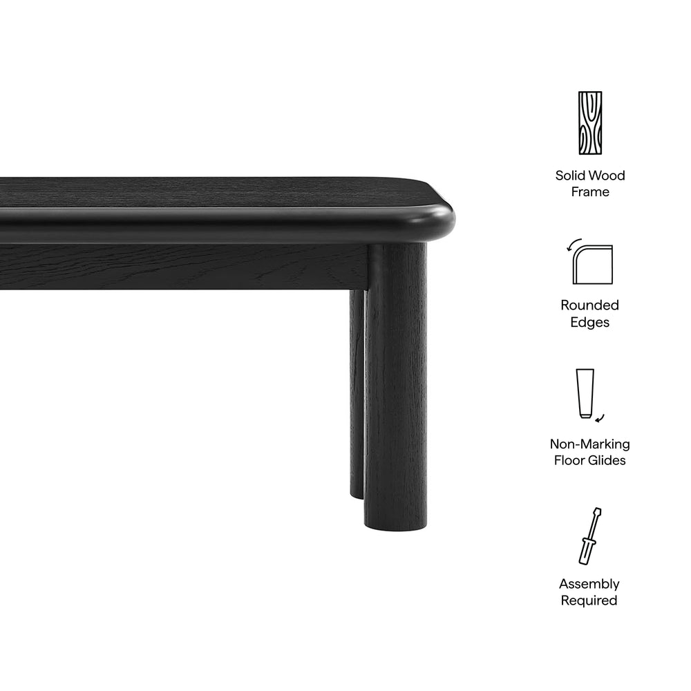 Modway Furniture Alvia Solid Oak Wood Dining Bench with High Weight Capacity for Entryway or Table Black EEI-7550-BLK