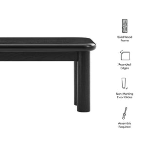 Modway Furniture Alvia Solid Oak Wood Dining Bench with High Weight Capacity for Entryway or Table Black EEI-7550-BLK
