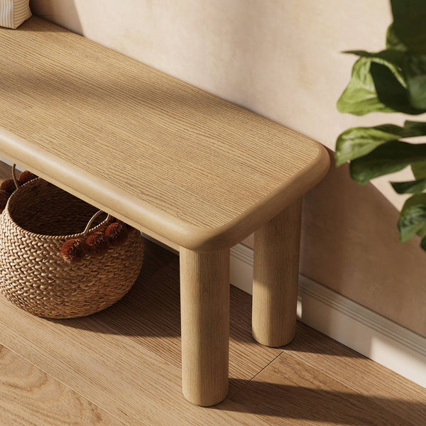 Modway Furniture Alvia Solid Oak Wood Dining Bench with High Weight Capacity for Entryway or Table Brown EEI-7550-WOA