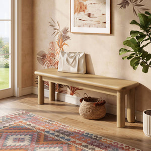 Modway Furniture Alvia Solid Oak Wood Dining Bench with High Weight Capacity for Entryway or Table Brown EEI-7550-WOA