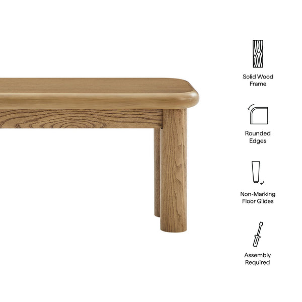 Modway Furniture Alvia Solid Oak Wood Dining Bench with High Weight Capacity for Entryway or Table Brown EEI-7550-WOA