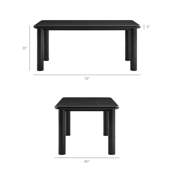 Modway Furniture Alvia Scandinavian Oak Dining Set Seats Six with Woven Paper Rope Chairs Black EEI-7552-BLK