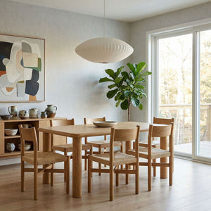 Modway Furniture Alvia Scandinavian Oak Dining Set Seats Six with Woven Paper Rope Chairs Brown EEI-7552-WOA