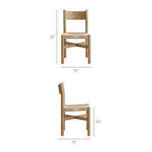 Modway Furniture Alvia Scandinavian Oak Dining Set Seats Six with Woven Paper Rope Chairs Brown EEI-7552-WOA