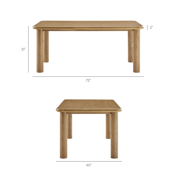 Modway Furniture Alvia Solid Oak Wood Dining Set with Benches Seats Eight Scandinavian Style Brown EEI-7553-WOA