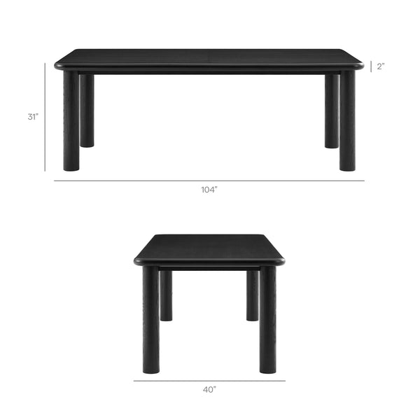 Modway Furniture Alvia Scandinavian Oak Extendable Dining Set with Woven Paper Rope Chairs Seats Eight Black EEI-7554-BLK