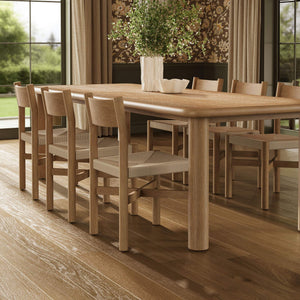 Modway Furniture Alvia Scandinavian Oak Extendable Dining Set with Woven Paper Rope Chairs Seats Eight Brown EEI-7554-WOA