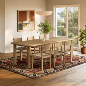 Modway Furniture Alvia Scandinavian Oak Extendable Dining Set with Woven Paper Rope Chairs Seats Eight Brown EEI-7554-WOA