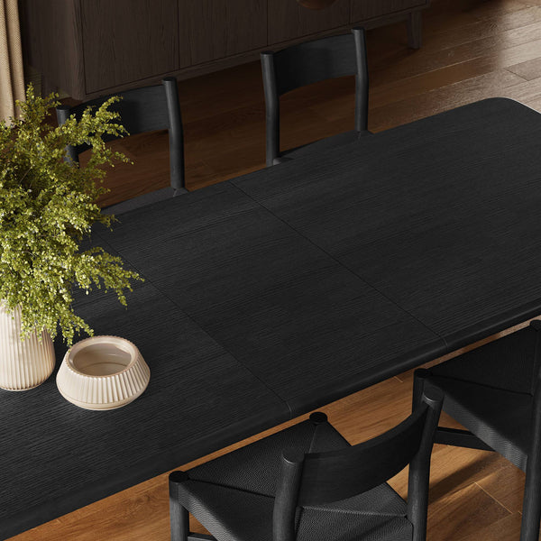 Modway Furniture Alvia Scandinavian Oak Extendable Dining Set with Woven Rope Chairs Seats Ten Black EEI-7555-BLK