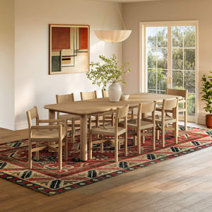 Modway Furniture Alvia Scandinavian Oak Extendable Dining Set with Woven Rope Chairs Seats Ten Brown EEI-7555-WOA