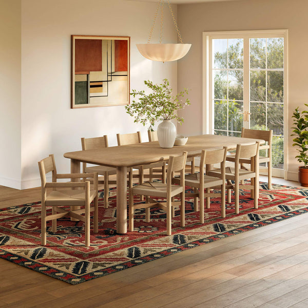 Modway Furniture Alvia Scandinavian Oak Extendable Dining Set with Woven Rope Chairs Seats Ten Brown EEI-7555-WOA