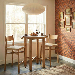 Modway Furniture Alvia Solid Oak Round Bar Table Set with Woven Rope Stools for Kitchen or Nook Brown EEI-7556-WOA