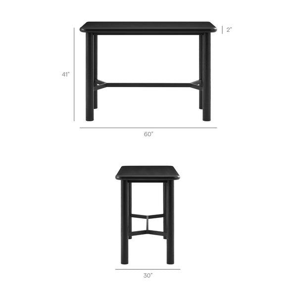 Modway Furniture Alvia Modway 5 Piece Solid Oak Bar Set with Woven Rope Seats for Kitchen Dining Black EEI-7557-BLK
