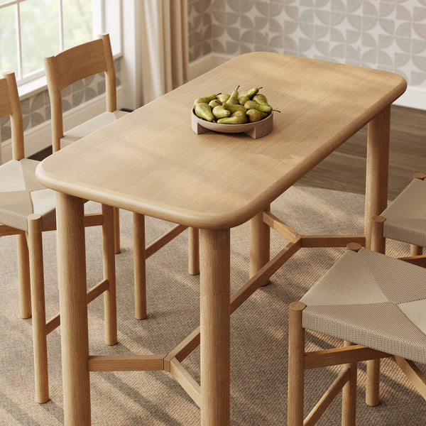 Modway Furniture Alvia Modway 5 Piece Solid Oak Bar Set with Woven Rope Seats for Kitchen Dining Brown EEI-7557-WOA