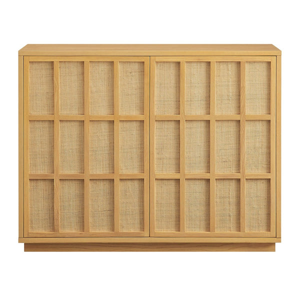 Modway Furniture Aiko Japandi Accent Cabinet with Woven Ash Wood Panels for Modern Living Spaces EEI-7558-LOA