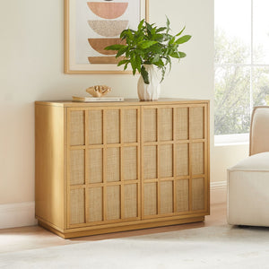 Modway Furniture Aiko Japandi Accent Cabinet with Woven Ash Wood Panels for Modern Living Spaces EEI-7558-LOA