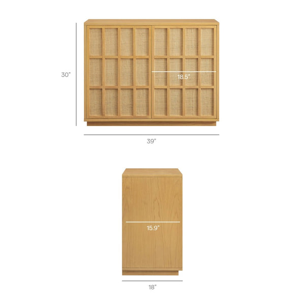 Modway Furniture Aiko Japandi Accent Cabinet with Woven Ash Wood Panels for Modern Living Spaces EEI-7558-LOA