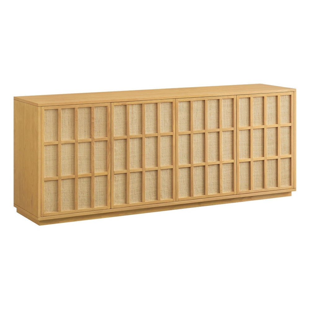 Modway Furniture Aiko Japandi Ash Wood Sideboard with Woven Panel Doors for Dining or Living Rooms EEI-7559-LOA