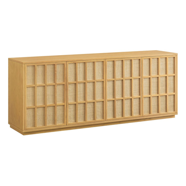 Modway Furniture Aiko Japandi Ash Wood Sideboard with Woven Panel Doors for Dining or Living Rooms EEI-7559-LOA
