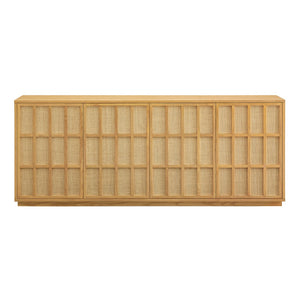 Modway Furniture Aiko Japandi Ash Wood Sideboard with Woven Panel Doors for Dining or Living Rooms EEI-7559-LOA