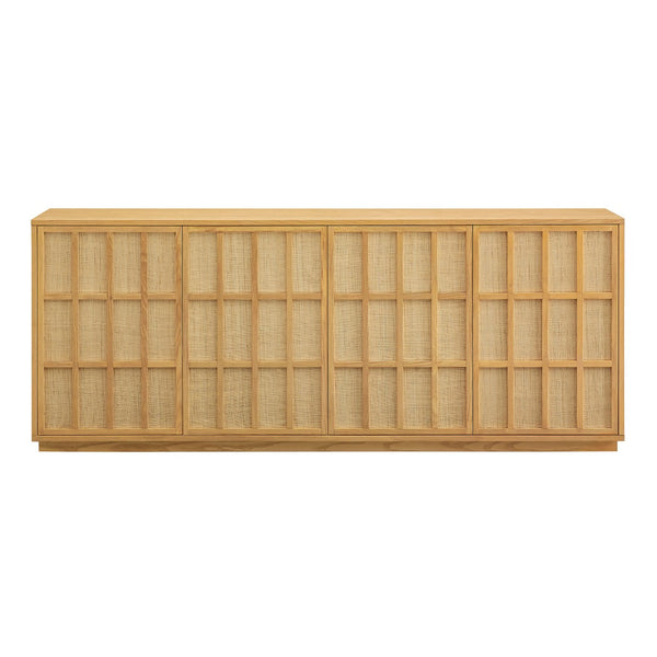 Modway Furniture Aiko Japandi Ash Wood Sideboard with Woven Panel Doors for Dining or Living Rooms EEI-7559-LOA