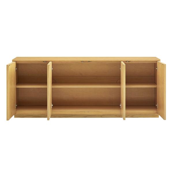 Modway Furniture Aiko Japandi Ash Wood Sideboard with Woven Panel Doors for Dining or Living Rooms EEI-7559-LOA