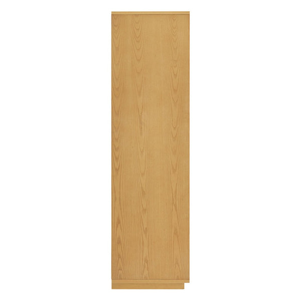 Modway Furniture Aiko Japandi Tall Storage Cabinet with Woven Panel Doors and Ash Wood Veneer Frame EEI-7560-LOA
