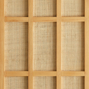 Modway Furniture Aiko Japandi Tall Storage Cabinet with Woven Panel Doors and Ash Wood Veneer Frame EEI-7560-LOA