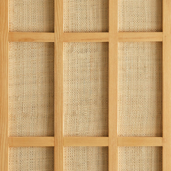 Modway Furniture Aiko Japandi Tall Storage Cabinet with Woven Panel Doors and Ash Wood Veneer Frame EEI-7560-LOA