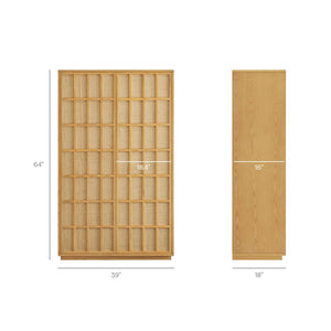 Modway Furniture Aiko Japandi Tall Storage Cabinet with Woven Panel Doors and Ash Wood Veneer Frame EEI-7560-LOA